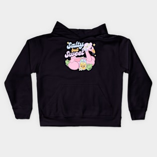Salty but Sweet Flamingo Relaxing with a Drink Pool Day Kids Hoodie